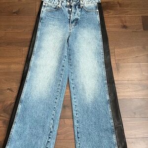 Rag doll wide leg jeans with leather side panels